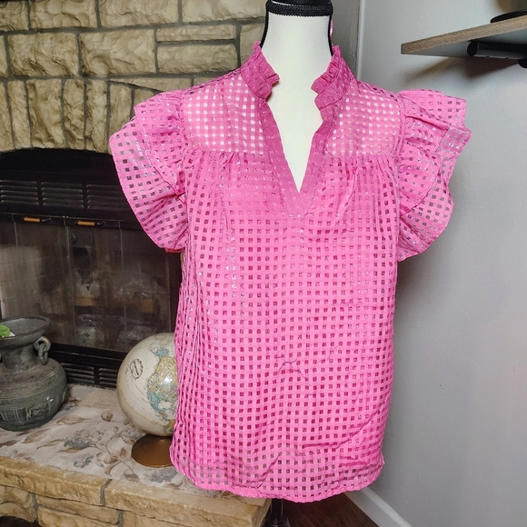 Pink Ruffled Women's Top - Picture 1 of 3